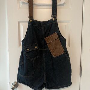Kids Denim Overalls with Brown Pocket